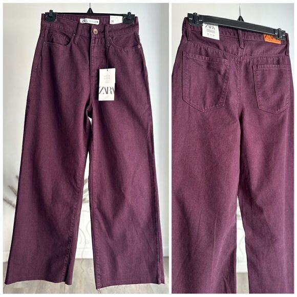 Zara Denim - Zara 27 US 4 Z1975 CROPPED WIDE LEG JEANS dark eggplant